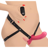 28X Double Diva 1.5" Double Dildo w- Harness & Remote - Pink